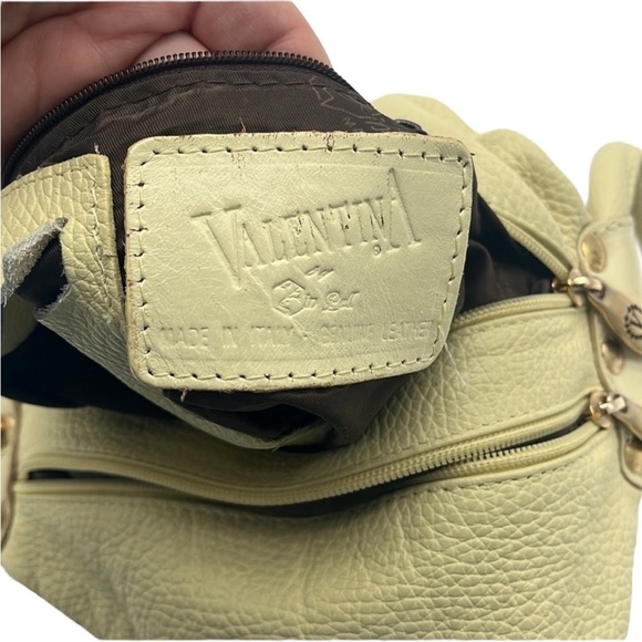 Vintage Valentina Yellow Leather Double Handle 4 Zip Handbag BLEMISH - Picture 7 of 8